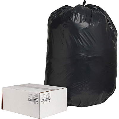 Nature Saver Black Low-density Recycled Can Liners Extra Large Size - 60 gal Capacity - 58" Length x 38" Width x 2 mil (51 Micron) Thickness - Low Density - Black - Plastic - Cleaning Supplies - Recycled - 1 Carton (00995)