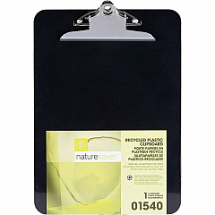 Nature Saver Recycled Plastic Clipboards 1" Clip Capacity - 8 1/2" x 12" Sheet Size - Heavy Duty - Plastic - Black - 1 Each (01540) Nature Saver Recycled Plastic Clipboards 1" Clip Capacity - 8 1/2" x 12" Sheet Size - Heavy Duty - Plastic - Black - 1 Each (01540)