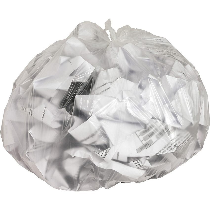 Genuine Joe High-Density Can Liners Small Size - 10 gal Capacity - 24" Length x 24" Width x 0.31 mil (8 Micron) Thickness - High Density - Clear - Resin - Office Waste, Industrial Trash - 50/Roll - 20 / Carton (GJO01755)