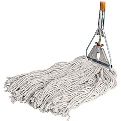 Genuine Joe Wood Handle Complete Wet Mop 60" Width x 0.94" Height Cotton Head - Wood Handle - Lightweight, Rust Resistant, Absorbent, 4-ply, Refillable - 1 Each (GJO54201)