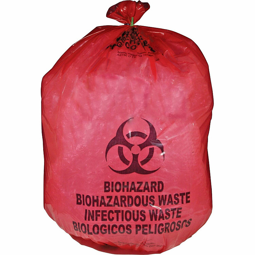 Medegen MHMS Red Biohazard Infectious Waste Bags 25 gal Capacity - 41" Length x 31" Width x 1.10 mil (28 Micron) Thickness - Red - Office Waste - 50 / Box (MDRB142755)