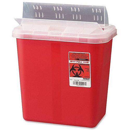 Covidien Sharps Medical Waste Container 2 gal Capacity - 12.8" Height x 10.5" Width x 7.2" Depth - Red - 1 Each (S2GH100651)
