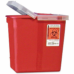 Covidien Sharps Hinged Lid Container 2 gal Capacity - 10" Height x 10.5" Width x 7.2" Depth - Red - 1 Each (SRHL100990) Covidien Sharps Hinged Lid Container 2 gal Capacity - 10" Height x 10.5" Width x 7.2" Depth - Red - 1 Each (SRHL100990)