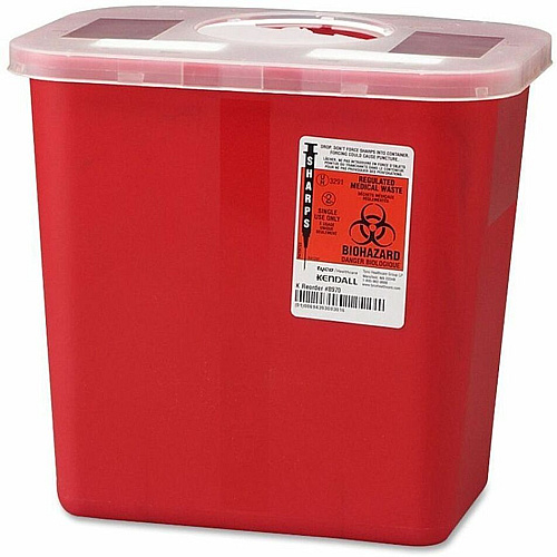 Covidien Sharps Rotor Lid Container 2 gal Capacity - 10" Height x 10.5" Width x 7.2" Depth - Red - 1 Each (SRRO100970)