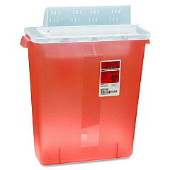 Covidien Transparent Red Sharps Container 3 gal Capacity - 16.3" Height x 13.8" Width x 6" Depth - Red - 1 Each (STRT10021R) Covidien Transparent Red Sharps Container 3 gal Capacity - 16.3" Height x 13.8" Width x 6" Depth - Red - 1 Each (STRT10021R)