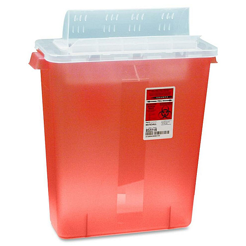 Covidien Transparent Red Sharps Container 3 gal Capacity - 16.3" Height x 13.8" Width x 6" Depth - Red - 1 Each (STRT10021R)
