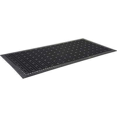 Genuine Joe Versa-Lite Anti-microbial Rubber Mat Warehouse - 60" Length x 36" Width - Rubber - Black - 1 Each (GJO01705)