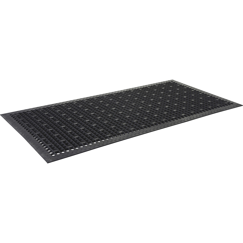 Genuine Joe Versa-Lite Anti-microbial Rubber Mat Warehouse - 60" Length x 36" Width - Rubber - Black - 1 Each (GJO01705)