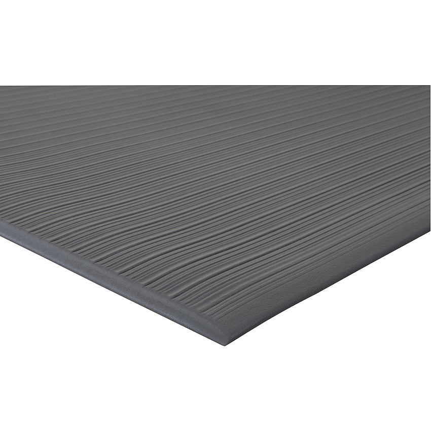 Genuine Joe Air Step Anti-Fatigue Mat Warehouse - 12 ft Length x 36" Width x 0.375" Thickness - Vinyl, Vinyl Foam - Black - 1 Each (GJO01710)