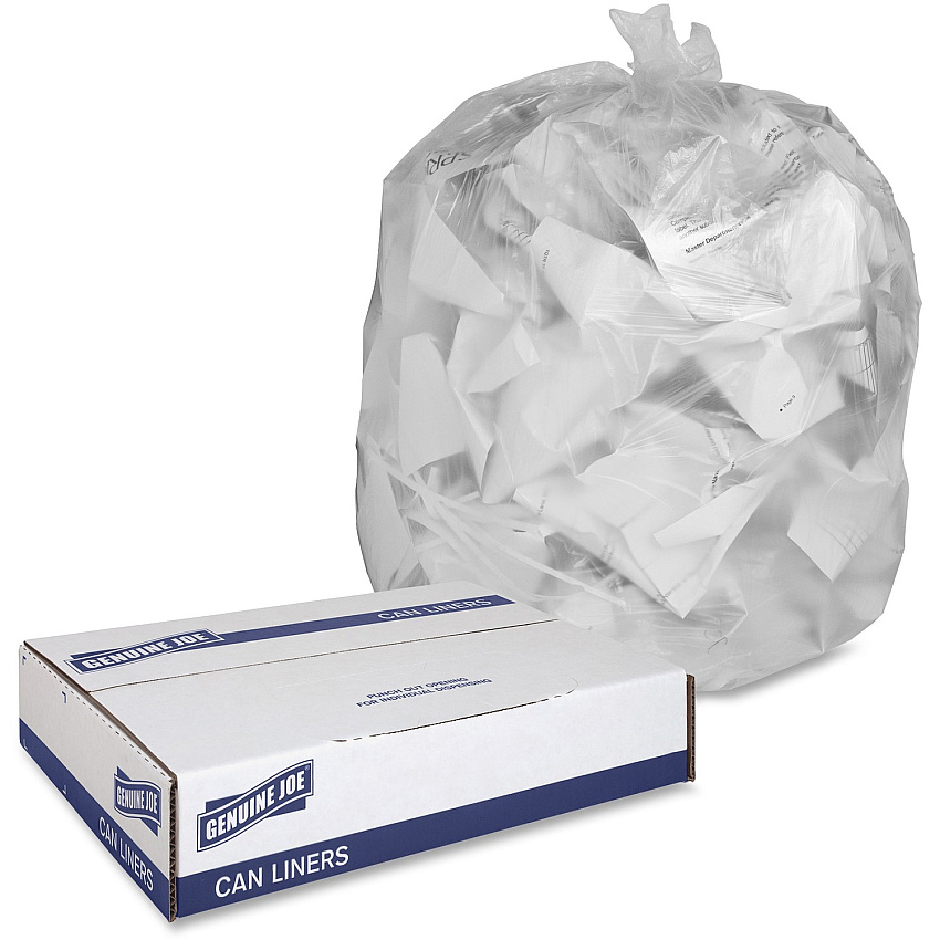 Genuine Joe Economy High-Density Can Liners Small Size - 10 gal Capacity - 24" Length x 24" Width x 0.24 mil (6 Micron) Thickness - High Density - Translucent - Resin - Breakroom, Restroom, Office Waste, Can - 1000 / Carton (GJO70010)
