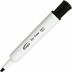 Integra Chisel Point Dry-erase Markers Black Ink - Fiber Tip - Writing - 12 / Dozen (30010)