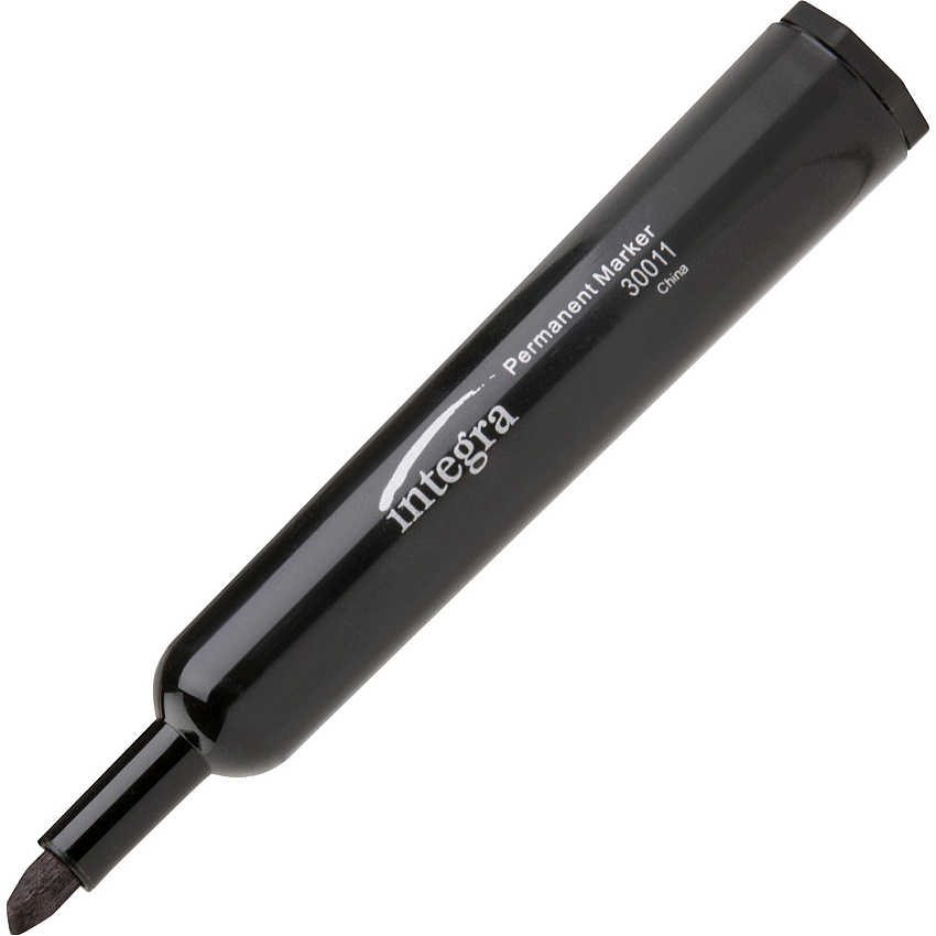 Integra Permanent Chisel Markers Black Ink - Writing, Drawing - 12 / Dozen (30011)