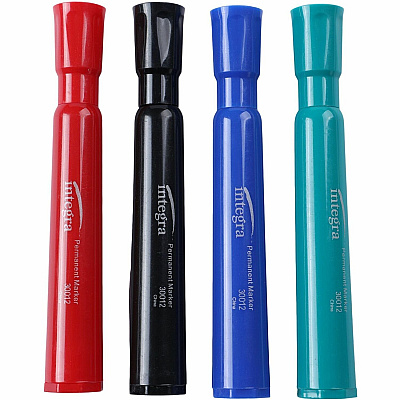 Integra Permanent Chisel Markers Assorted Ink - 4 / Set (30012)