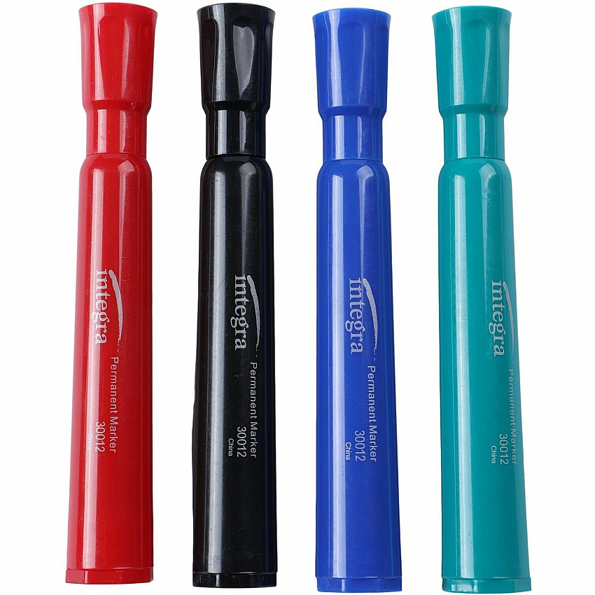 Integra Permanent Chisel Markers Assorted Ink - 4 / Set (30012)