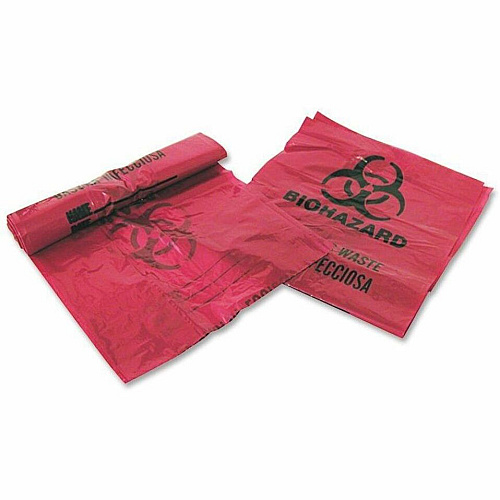 Medegen MHMS Infectious Waste Red Disposal Bags 3 gal Capacity - 18.50" Length x 14" Width x 1.25 mil (32 Micron) Thickness - Red - Office Waste - 200 / Box (03EB086000)