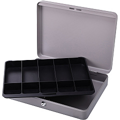 Sparco All-Steel Locking Cash Box with Tray 5 Bill - 5 Coin - Steel - Gray - 2" Height x 10.5" Width x 15" Depth - 1 Each (15500)