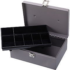 Sparco All-Steel Cash Box with Latch Lock 1 Bill - 6 Coin - Steel - Gray - 4" Height x 11" Width x 7.8" Depth - 1 Each (15501)