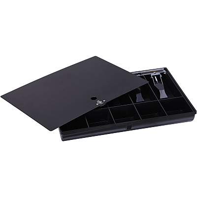 Sparco Locking Cover Money Tray 5 Bill/5 Coin Compartment(s) - Black - Plastic, Steel - 1 Each (15505)