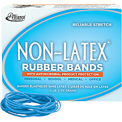 Alliance Rubber Rubber Bands with Antimicrobial Product Protection Size: #19 - 3.5" Width x 63 mil Thickness - 0.25 lb/in - Latex-free, Antimicrobial, Stretchable - Synthetic Rubber - Cyan Blue - 425 / Box (42199)
