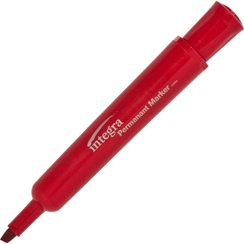 Integra Permanent Chisel Markers Red Ink - 12 / Dozen (33328)