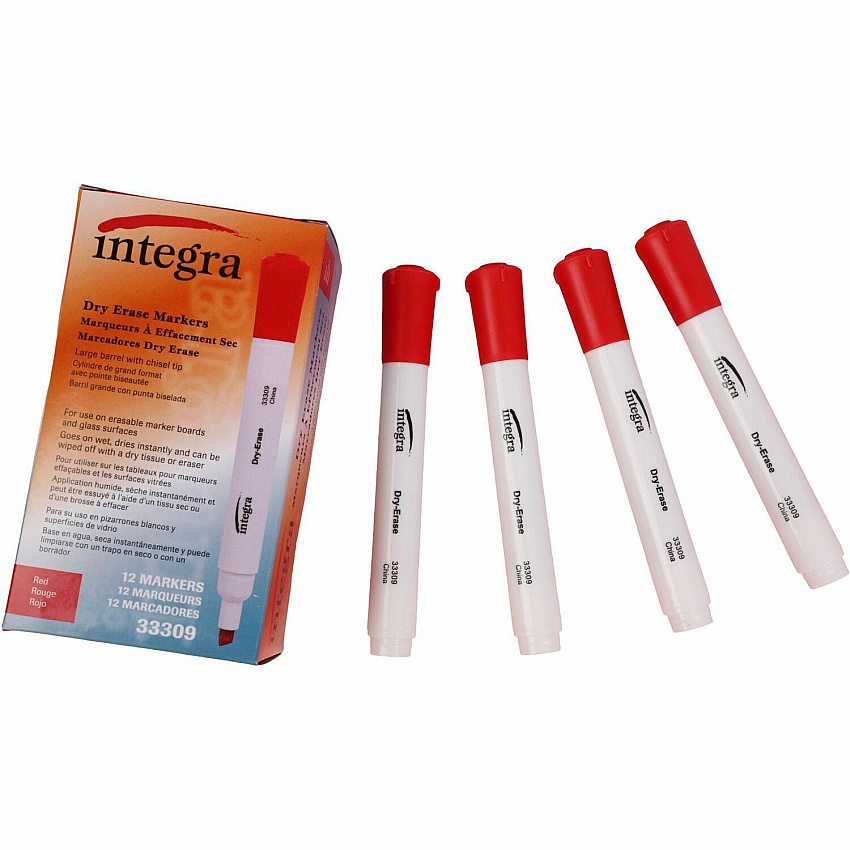 Integra Chisel Point Dry-erase Markers Red Ink - 12 / Dozen (33309)