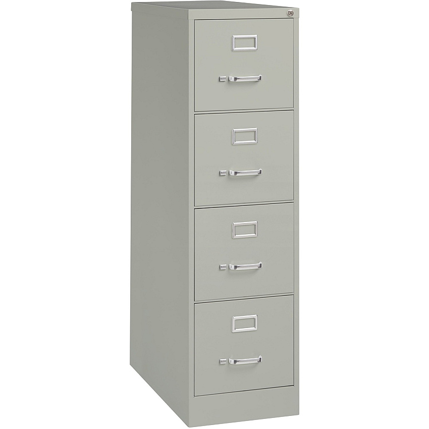 Lorell Fortress Series 26-1/2" Commercial-Grade Vertical File Cabinet 15" Width x 26.5" Depth x 52" Height - 4 x Drawer(s) for File - Letter - Vertical - Security Lock, Ball-bearing Suspension, Heavy Duty - Light Gray - Steel - Recycled - 1 Eac (LLR60192)