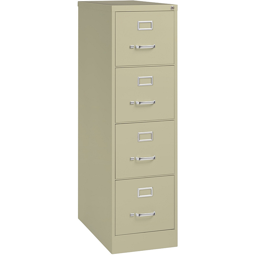 Lorell Fortress Series 26-1/2" Commercial-Grade Vertical File Cabinet 15" Width x 26.5" Depth x 52" Height - 4 x Drawer(s) for File - Letter - Vertical - Security Lock, Ball-bearing Suspension, Heavy Duty - Putty - Steel - Recycled - 1 Each (LLR60193)
