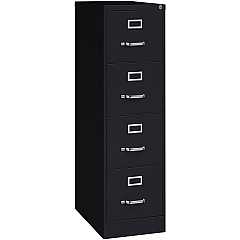Lorell Fortress Series 25" Commercial-Grade Vertical File Cabinet 15" Width x 25" Depth x 52" Height - 4 x Drawer(s) for File - Letter - Vertical - Security Lock, Ball-bearing Suspension, Heavy Duty - Black - Steel - Recycled - 1 Each (LLR60650)