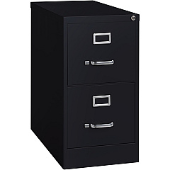 Lorell Fortress Series 25" Commercial-Grade Vertical File Cabinet 15" Width x 25" Depth x 28.4" Height - 2 x Drawer(s) for File - Letter - Vertical - Security Lock, Ball-bearing Suspension, Heavy Duty - Black - Steel - Recycled - 1 Each (LLR60653)