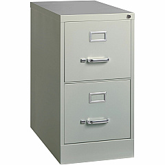 Lorell Fortress Series 25" Commercial-Grade Vertical File Cabinet 15" Width x 25" Depth x 28.4" Height - 2 x Drawer(s) for File - Letter - Vertical - Security Lock, Ball-bearing Suspension, Heavy Duty - Light Gray - Steel - Recycled - 1 Each (LLR60654)