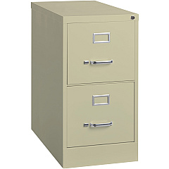 Lorell Fortress Series 25" Commercial-Grade Vertical File Cabinet 15" Width x 25" Depth x 28.4" Height - 2 x Drawer(s) for File - Letter - Vertical - Security Lock, Ball-bearing Suspension, Heavy Duty - Putty - Steel - Recycled - 1 Each (LLR60655)