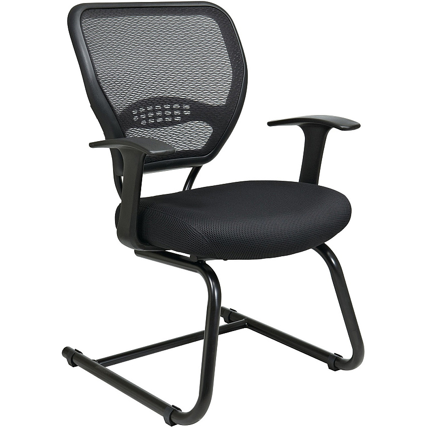 Office Star Professional Air Grid Back Visitors Chair Black Seat Color - Sled Base - Black - 1 Each (5505)