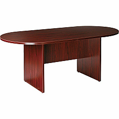 Lorell Essentials Oval Conference Table Laminated Oval Top - Slab Base - 36" Table Top Length x 72" Table Top Width x 1.25" Table Top Thickness - 29.50" Height - Assembly Required - Mahogany - 1 Each (LLR87272)