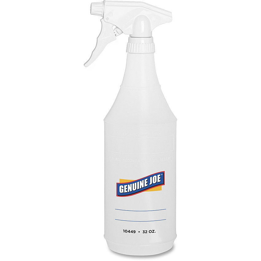 Genuine Joe 32 oz Trigger Spray Bottle Suitable For Cleaning - Adjustable, Flexible, Graduated - Clear - 2 / Pack (GJO10449)