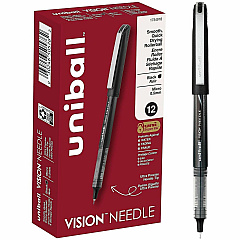 uni-ball uniball™ Vision Needle Rollerball Pens 0.5 mm Pen Point - Black Ink - Liquid - 12 / Dozen (1734918) uni-ball uniball™ Vision Needle Rollerball Pens 0.5 mm Pen Point - Black Ink - Liquid - 12 / Dozen (1734918)