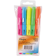 Integra Pen Style Fluorescent Highlighters Assorted Ink - 5 / Set (36180) Integra Pen Style Fluorescent Highlighters Assorted Ink - 5 / Set (36180)