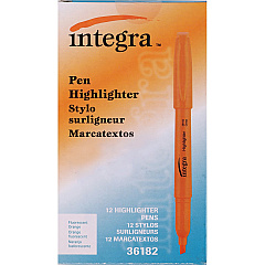 Integra Pen Style Fluorescent Highlighters Fluorescent Orange Ink - 12 / Dozen (36182) Integra Pen Style Fluorescent Highlighters Fluorescent Orange Ink - 12 / Dozen (36182)