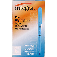Integra Pen Style Fluorescent Highlighters Fluorescent Blue Ink - 12 / Dozen (36184) Integra Pen Style Fluorescent Highlighters Fluorescent Blue Ink - 12 / Dozen (36184)