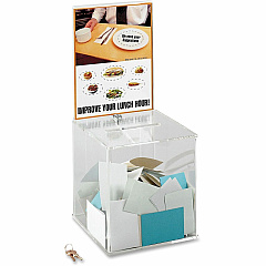 Safco Customizable Locking Acrylic Collection Box Compartment Size : 5.75" x 0.50" - 21" Height x 9.25" Width x 9.25" Depth - Lockable - Clear - Acrylic - 1 Each (4234CL)