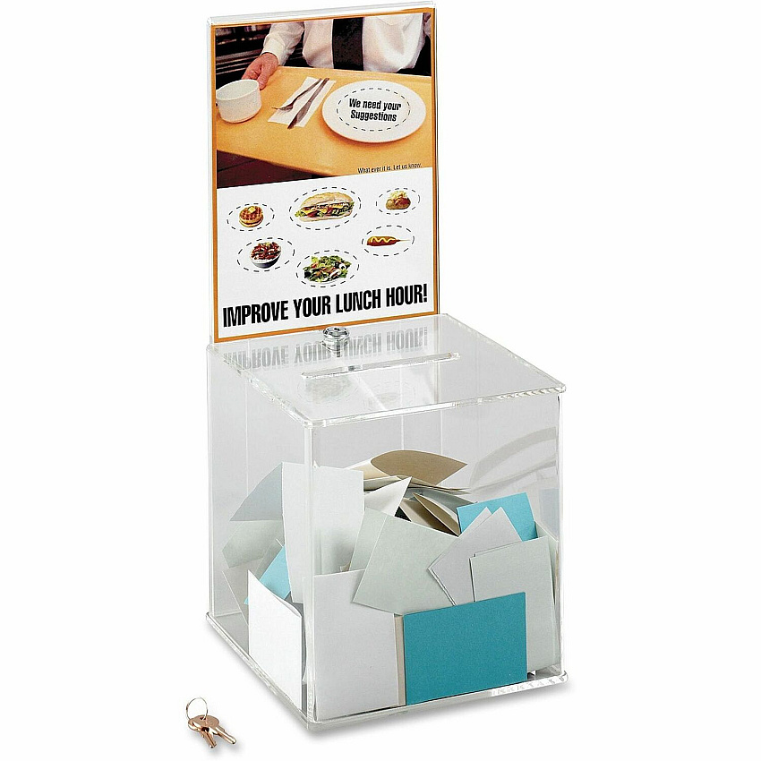 Safco Customizable Locking Acrylic Collection Box Compartment Size : 5.75" x 0.50" - 21" Height x 9.25" Width x 9.25" Depth - Lockable - Clear - Acrylic - 1 Each (4234CL)