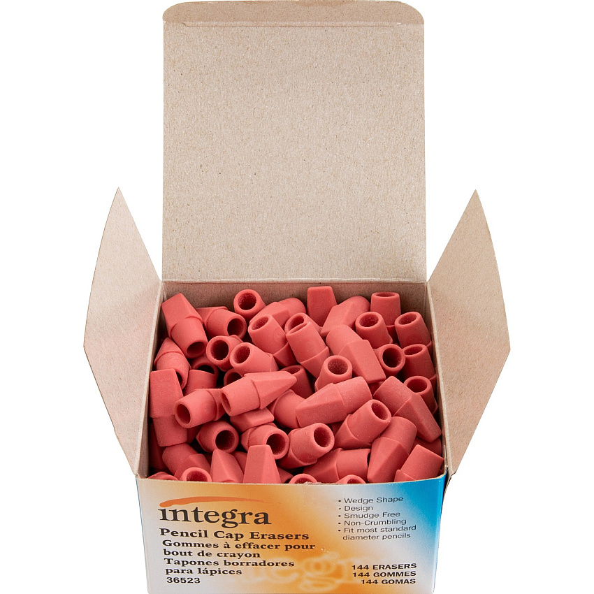 Integra Pink Pencil Cap Eraser Pink - Wedge - 144 / Box - Latex-free (36523)