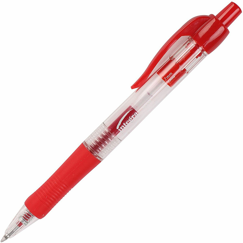 Integra Retractable 0.7mm Gel Pens 0.7 mm Medium Pen Point - Retractable - Red Ink - Gel-based - Red Barrel - Metal Tip - 12 / Dozen (36159)