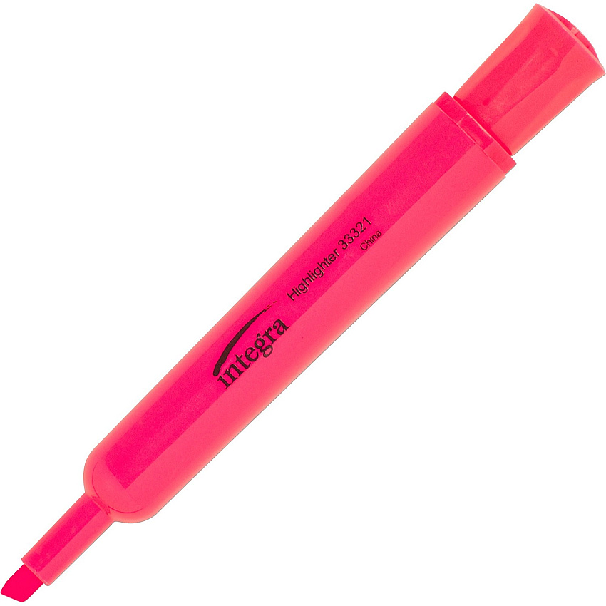 Integra Chisel Desk Liquid Highlighters Fluorescent Pink Ink - 12 / Dozen (33321)