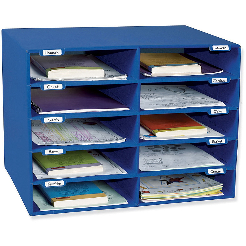 Classroom Keepers 10-Slot Mailbox 10 Compartment(s) - Compartment Size : 3" x 12.50" x 10" - 16.63" Height x 21" Width x 12.88" Depth - 70% Recycled - Blue - 1 Each (001309)