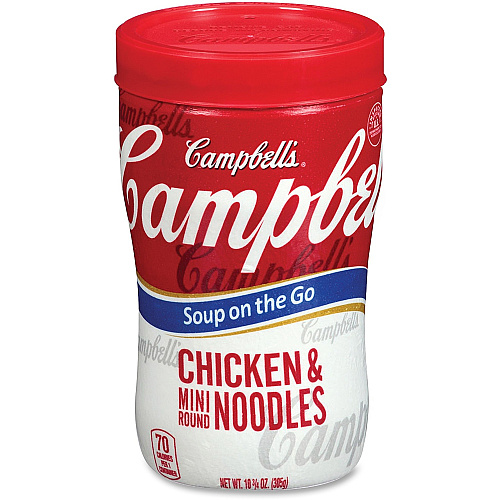 Campbell's Soup on the Go Chicken & Mini Round Noodles Microwavable - Chicken Noodle - 10.75 oz - 8 / Carton (14982)