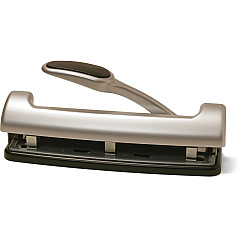 Officemate EZ Lever Adjustable Hole Punch 3 Punch Head(s) - 15 Sheet of 20lb Paper - 9/32" Punch Size - Silver - 1 Each (90050)