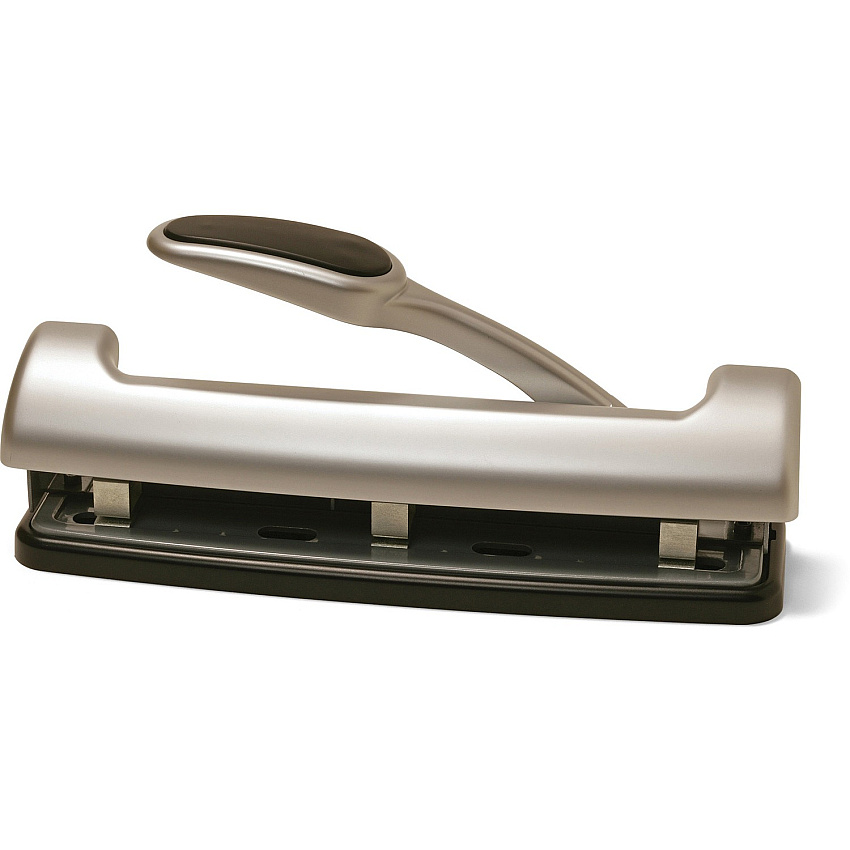 Officemate EZ Lever Adjustable Hole Punch 3 Punch Head(s) - 15 Sheet of 20lb Paper - 9/32" Punch Size - Silver - 1 Each (90050)