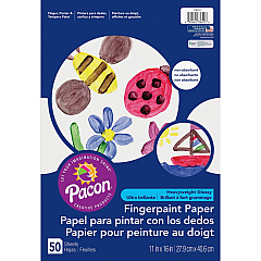 Pacon Coated Finger Paint Art Paper 50 Sheets - 11" x 16" Sheet Size - White Paper - Non Absorbant, Bleed Resistant, Smear Resistant - 1 Pack (73610)