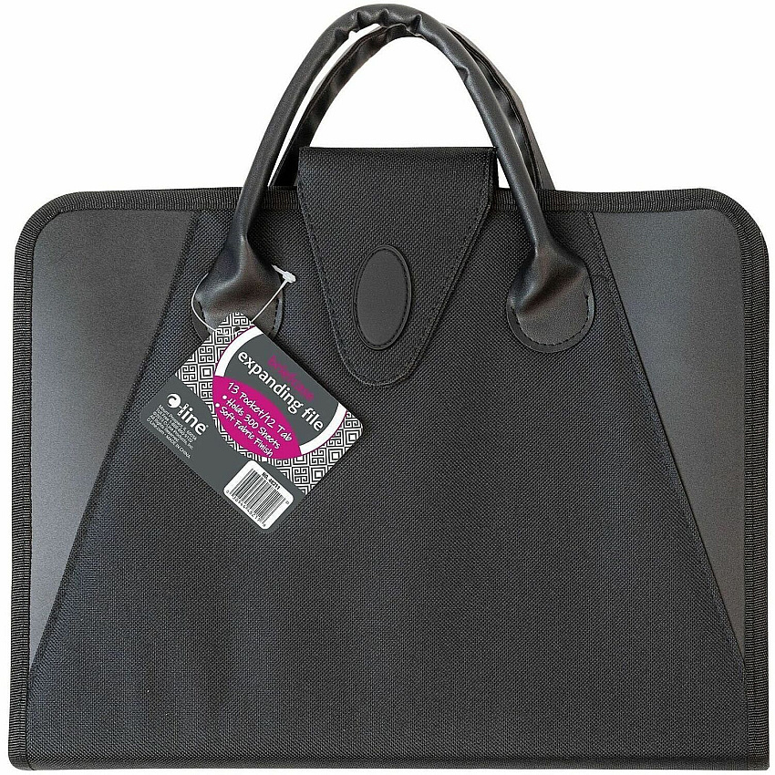 C-Line Letter Expanding File 8 1/2" x 11" - 300 Sheets Capacity - 13 Internal Pocket - 12 Divider - Black - Hook & Loop Closure - 1 Each (48211)