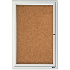 Quartet Enclosed Cork Bulletin Board for Outdoor Use 36" Board Height x 24" Board Width - Brown Cork Surface - Hinged, Wear Resistant, Tear Resistant, Water Resistant, Shatter Proof, Acrylic Glass, Weather Resistant, Lock - Silver Aluminum Frame -  (2121)
